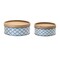 Melrose Diamond Meatal Canister with Wooden Lid - 11" - Blue and White - Set of 2